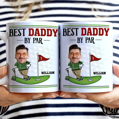 Custom Photo Best Dad By Par - Personalized White Edge-to-Edge Mug