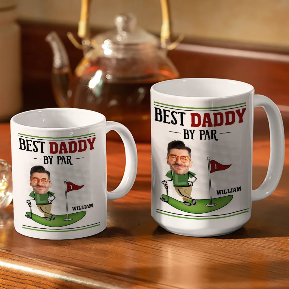 Custom Photo Best Dad By Par - Personalized White Edge-to-Edge Mug