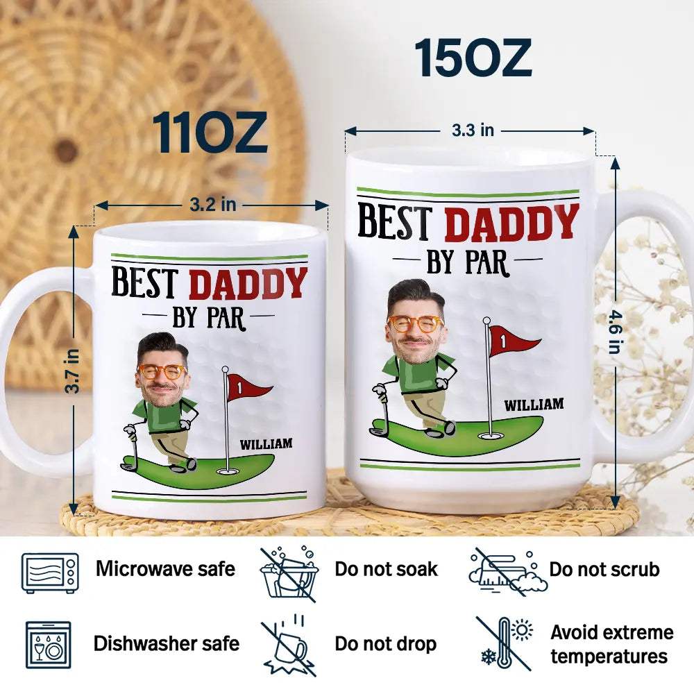 Custom Photo Best Dad By Par - Personalized White Edge-to-Edge Mug