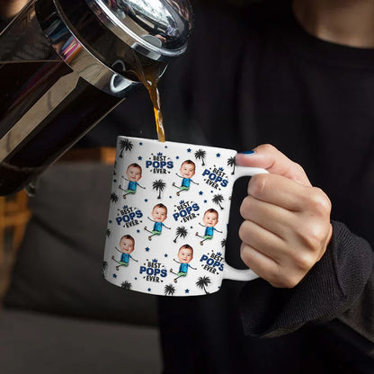 Custom Photo Best Dad Grandpa Ever - 3D Inflated Effect Printed, Personalized White Edge-to-Edge Mug