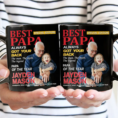 Custom Photo Best Grandpa Papa Magazine - Personalized Mug