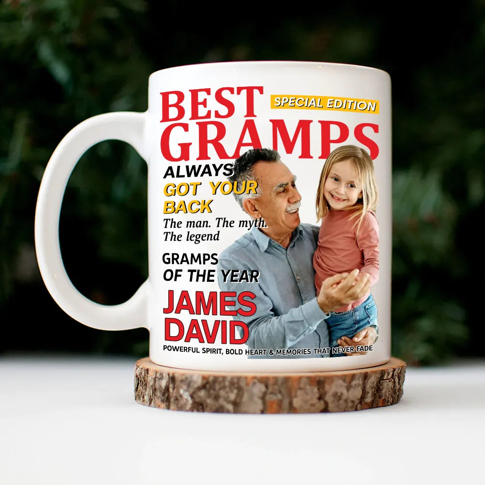 Custom Photo Best Grandpa Papa Magazine - Personalized Mug