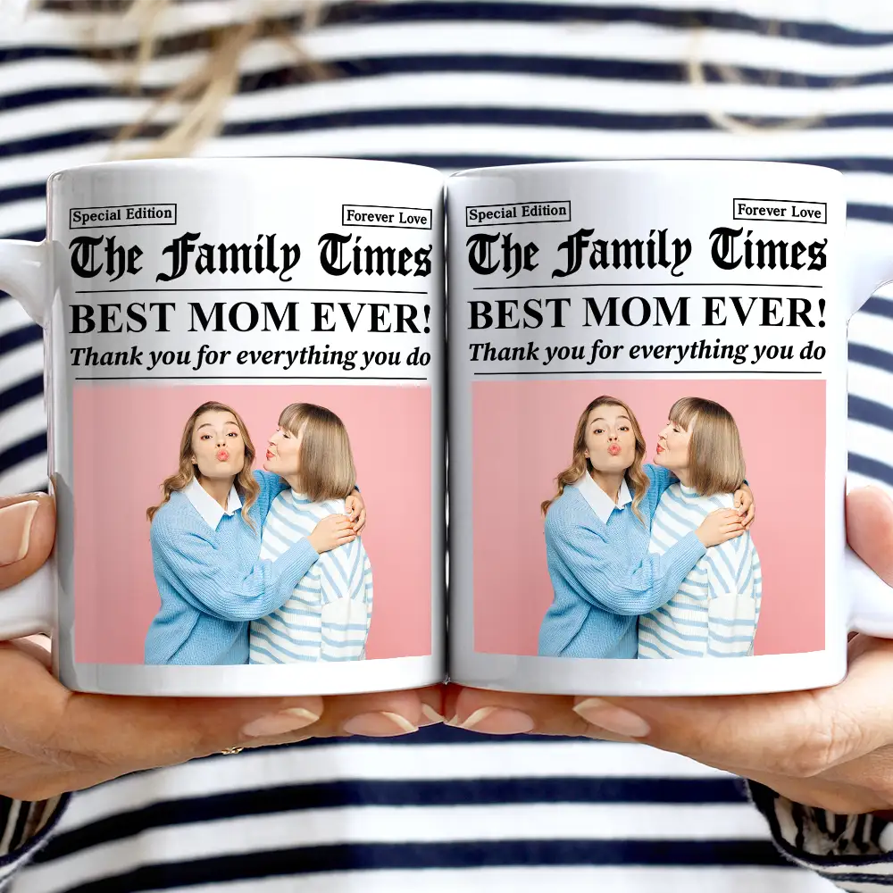 Custom Photo Best Mom Dad Ever Newspaper Theme - Personalized Mug