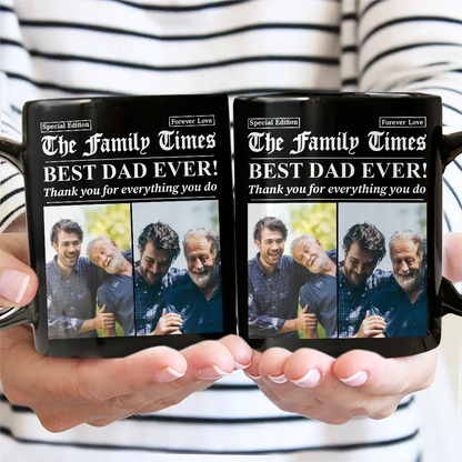 Custom Photo Best Mom Dad Ever Newspaper Theme - Personalized Mug