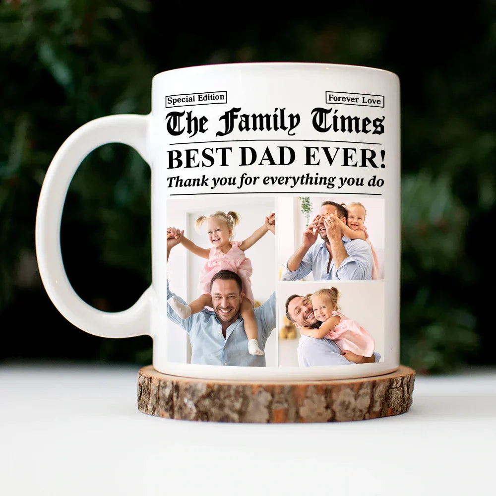 Custom Photo Best Mom Dad Ever Newspaper Theme - Personalized Mug