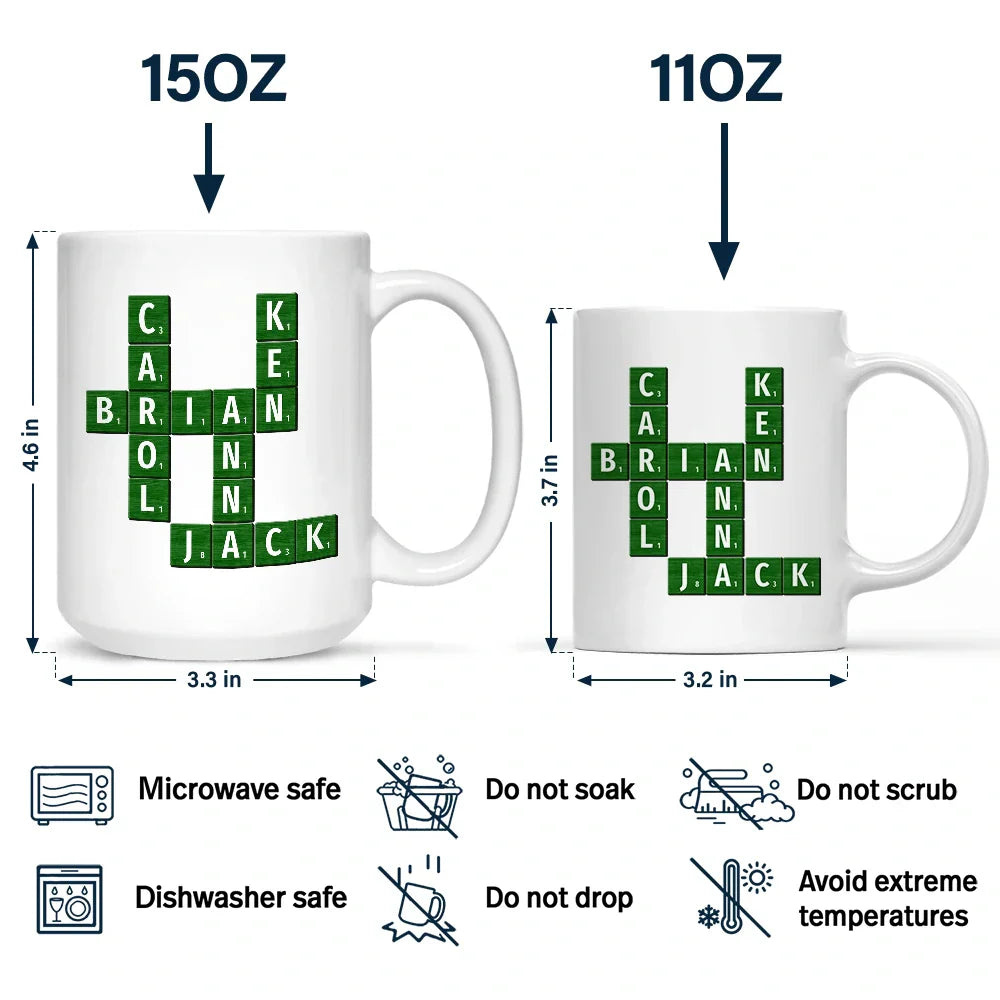 Custom Photo Crossword Puzzle Couple Scrabble Name - Personalized Mug