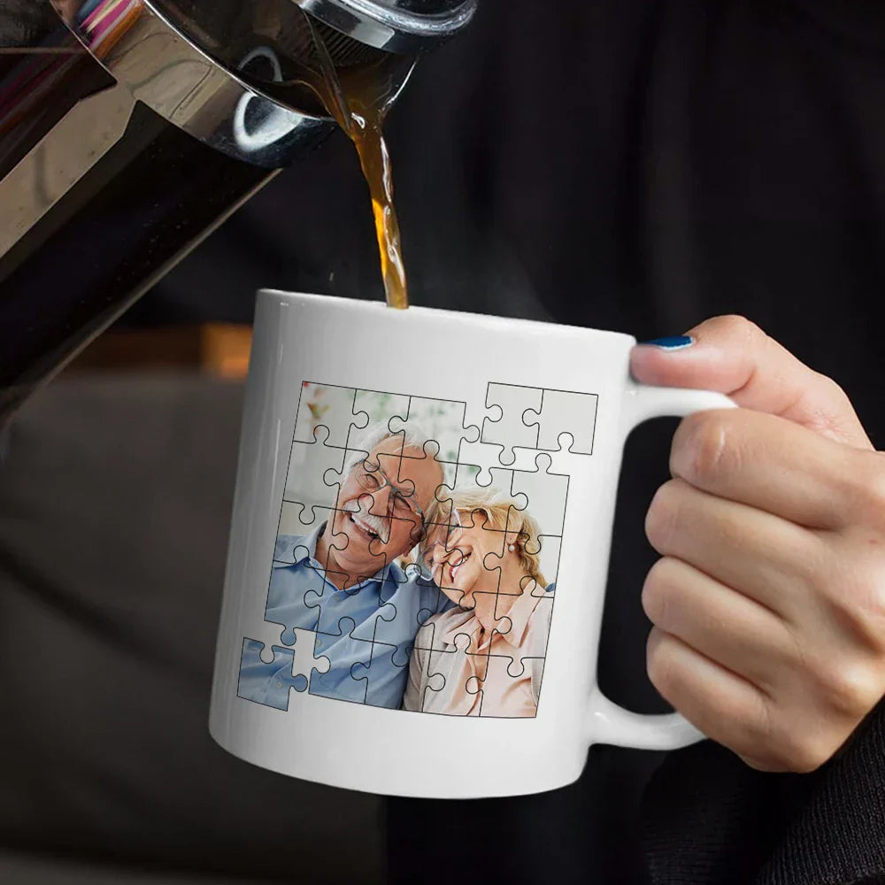 Custom Photo Crossword Puzzle Couple Scrabble Name - Personalized Mug
