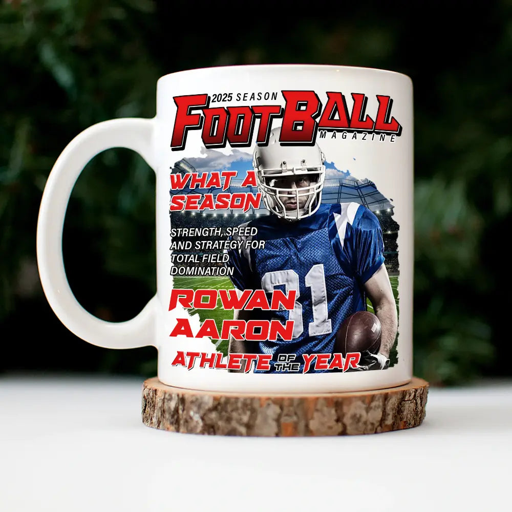 Custom Photo Football Magazine - Personalized Mug
