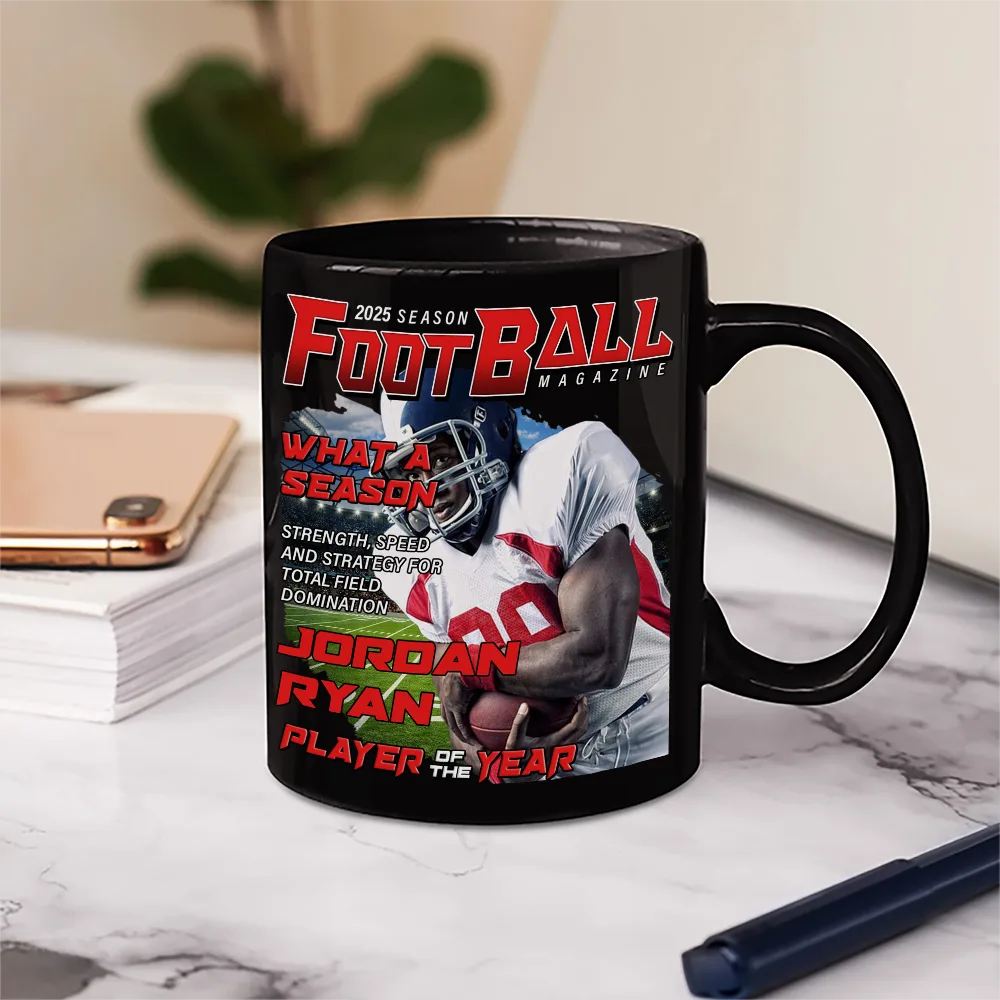 Custom Photo Football Magazine - Personalized Mug
