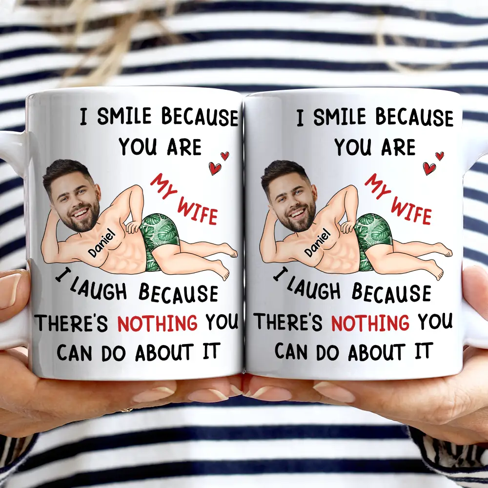 Custom Photo Fun Face I Smile Because You Are My Husband - Personalized Mug