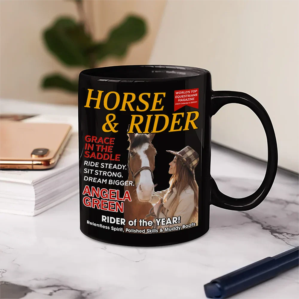 Custom Photo Horse And Rider Magazine - Personalized Mug
