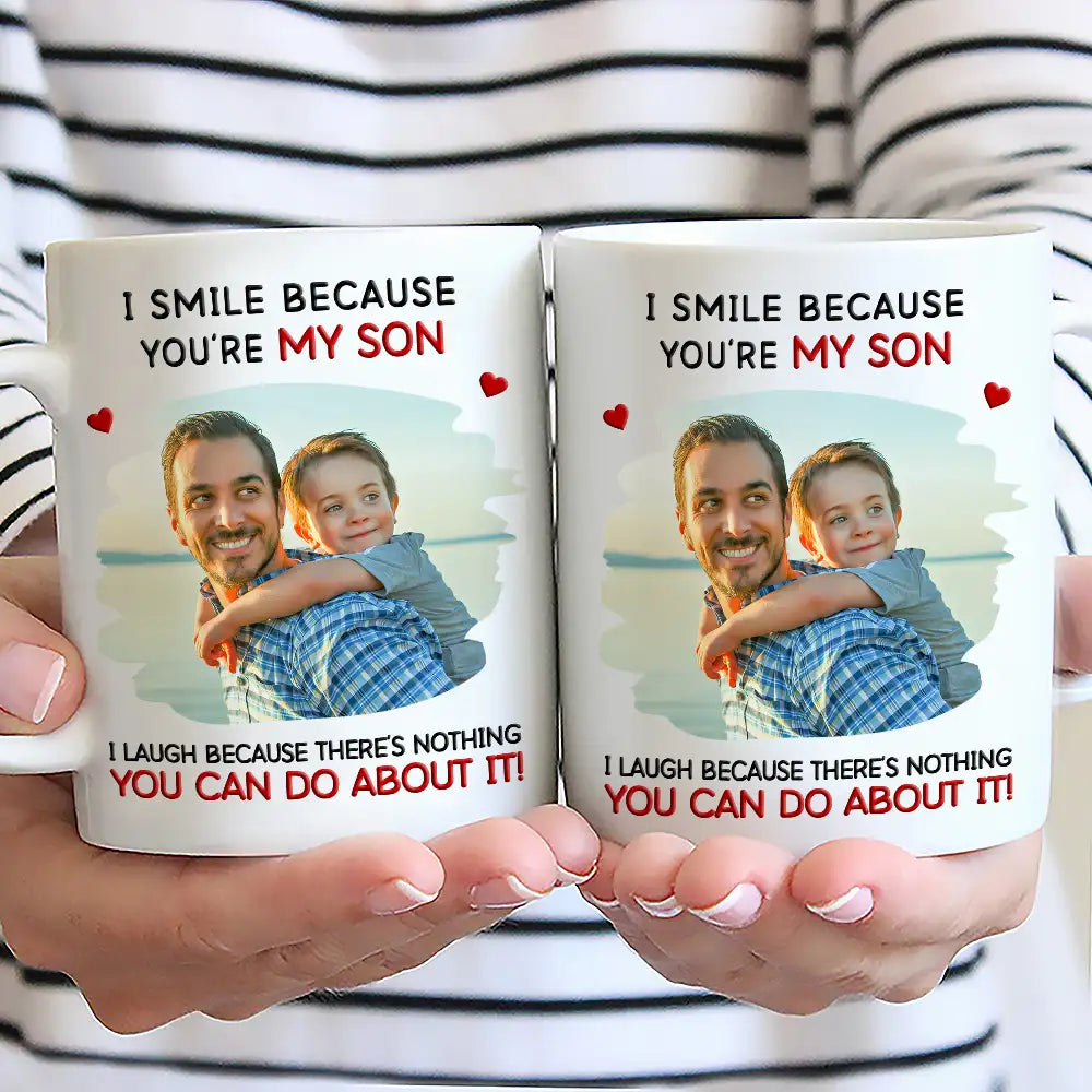 Custom Photo I Smile Because You Are My Daughter Son Grandkid - Personalized Mug