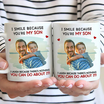 Custom Photo I Smile Because You Are My Daughter Son Grandkid - Personalized Mug