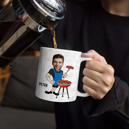 Custom Photo Mr. Good Looking Is Cooking Grilling Apron - Personalized White Edge-to-Edge Mug