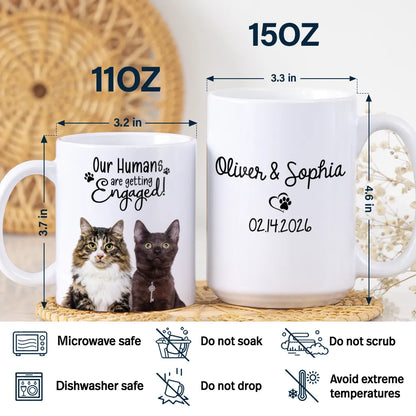 Custom Photo My Humans Are Getting Engaged Married - Personalized White Edge-to-Edge Mug
