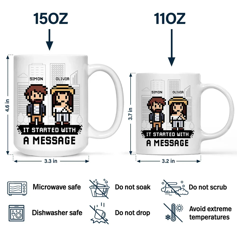 Custom Photo Pixel Art Standee Started With A Message - Personalized Mug