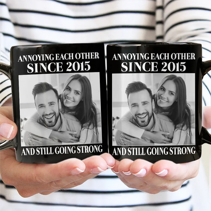 Custom Photo Vintage Annoying Each Other Since - Personalized Mug