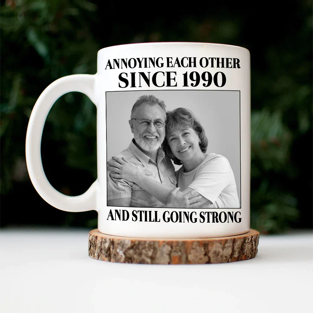 Custom Photo Vintage Annoying Each Other Since - Personalized Mug