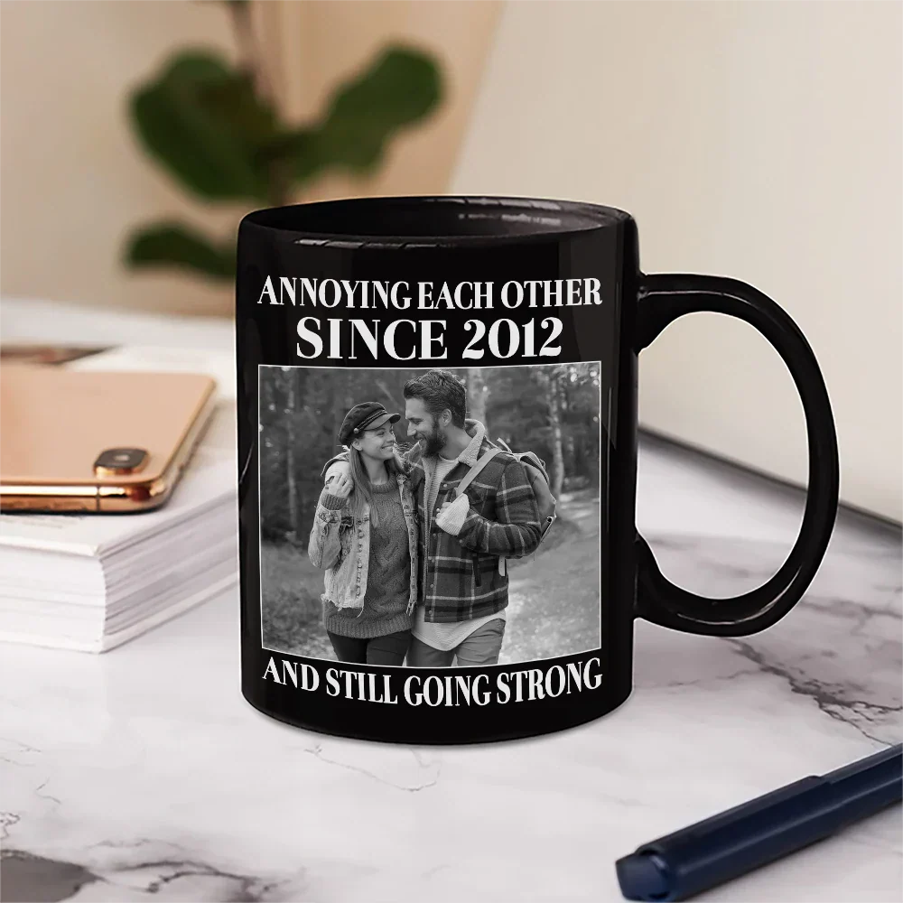 Custom Photo Vintage Annoying Each Other Since - Personalized Mug