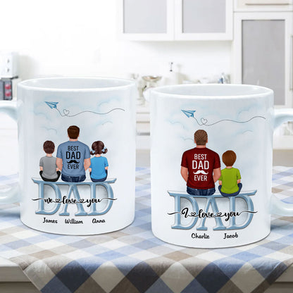 Dad Grandpa And Kids On Text Personalized Mug, Father's Day Gift For Dad, Grandpa, Husband