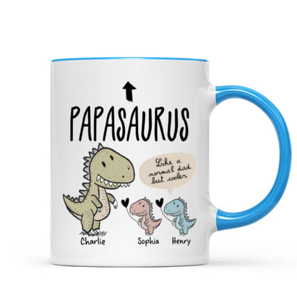 Papasaurus And Kids Cute Style Personalized Mug, Father's Day Gift for Grandpa