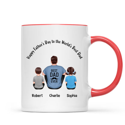 Happy Father's Day Dad And Kids Back View Personalized Mug