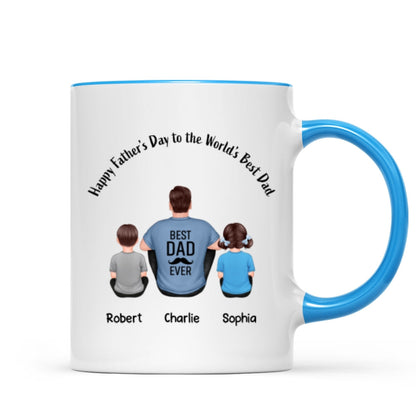 Happy Father's Day Dad And Kids Back View Personalized Mug