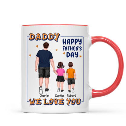 Dad Daughter Son Walking Back View Personalized Mug