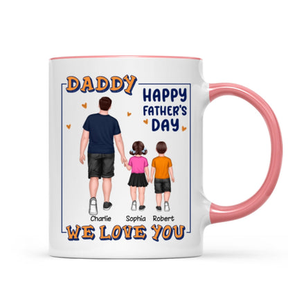 Dad Daughter Son Walking Back View Personalized Mug