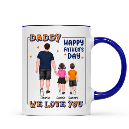 Dad Daughter Son Walking Back View Personalized Mug
