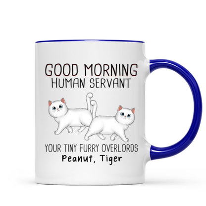 Walking Fluffy Cats Good Morning Cat Human Servant Personalized Mug