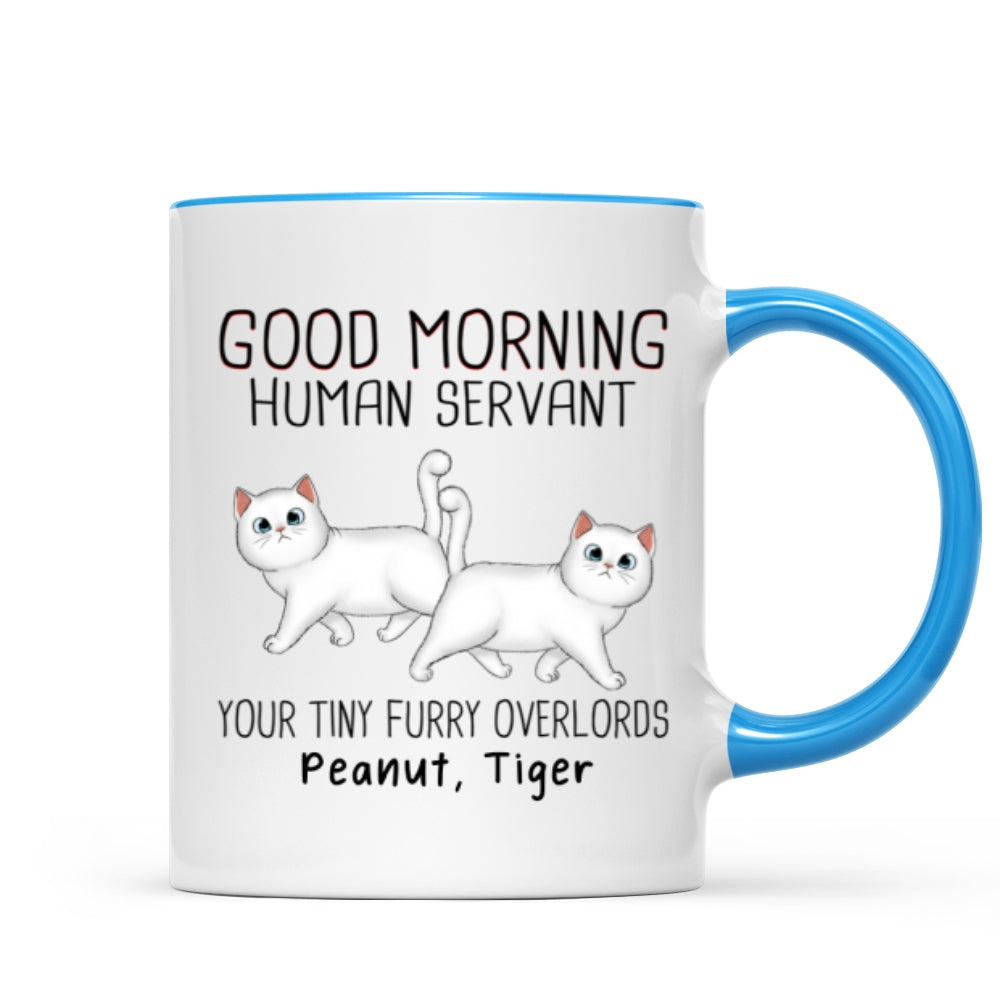 Walking Fluffy Cats Good Morning Cat Human Servant Personalized Mug