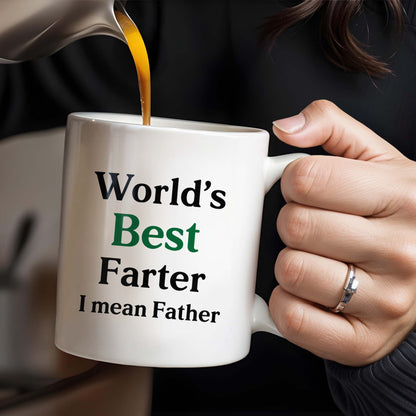 World's Best Farter I Mean Father Mug - Personalized Custom Coffee Mug - DAD022_MG