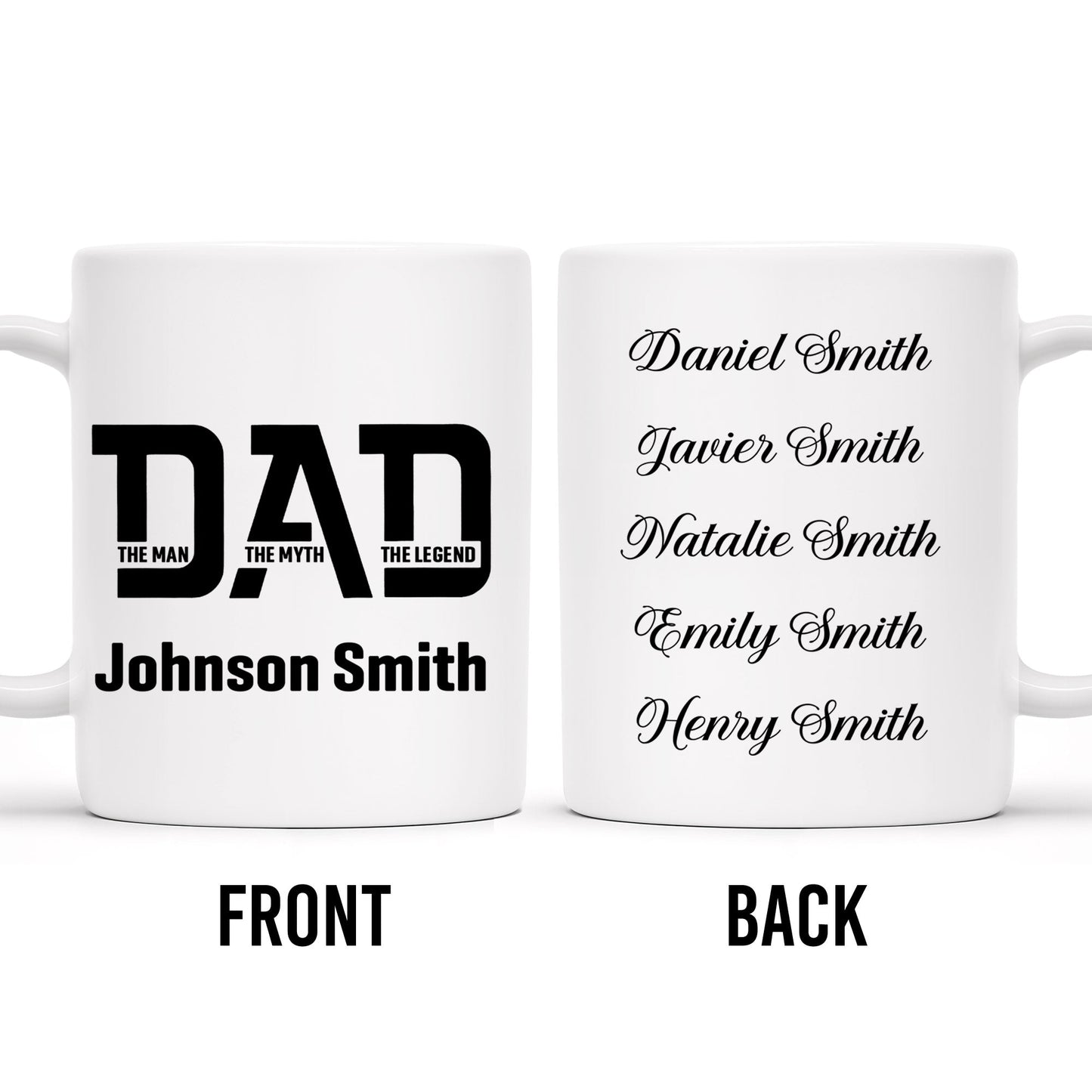 Dad The Man The Myth The Legend Custom Mug - Personalized Custom Coffee Mug - DAD024_MG