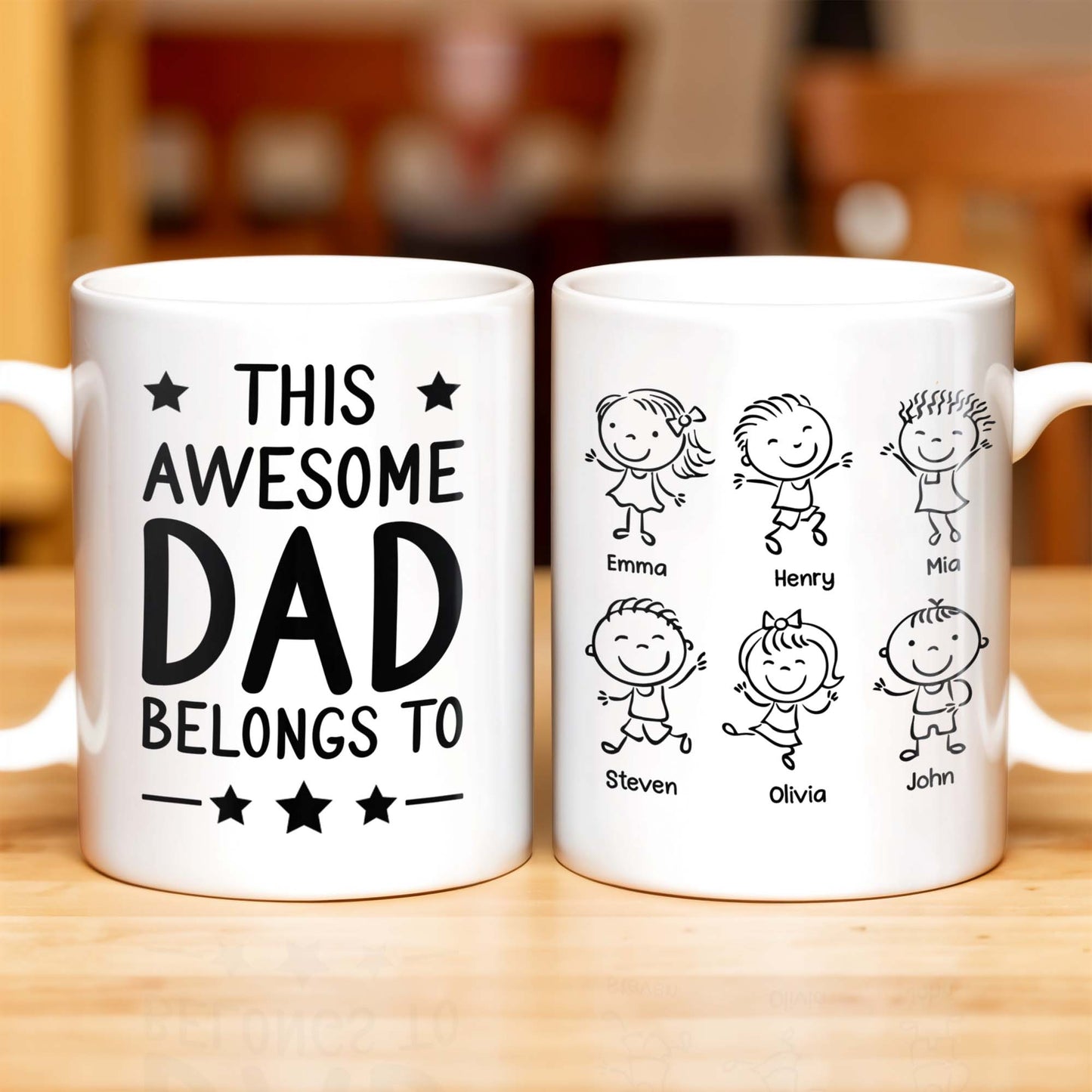 Create A Unique Family Mug With Custom Names And Cartoon Children - Personalized Custom Coffee Mug - DAD030_MG