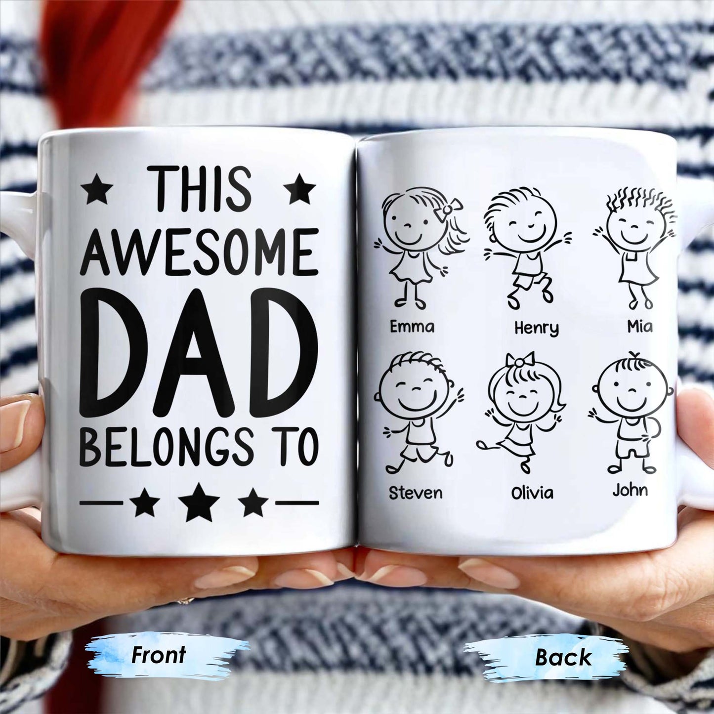 Create A Unique Family Mug With Custom Names And Cartoon Children - Personalized Custom Coffee Mug - DAD030_MG