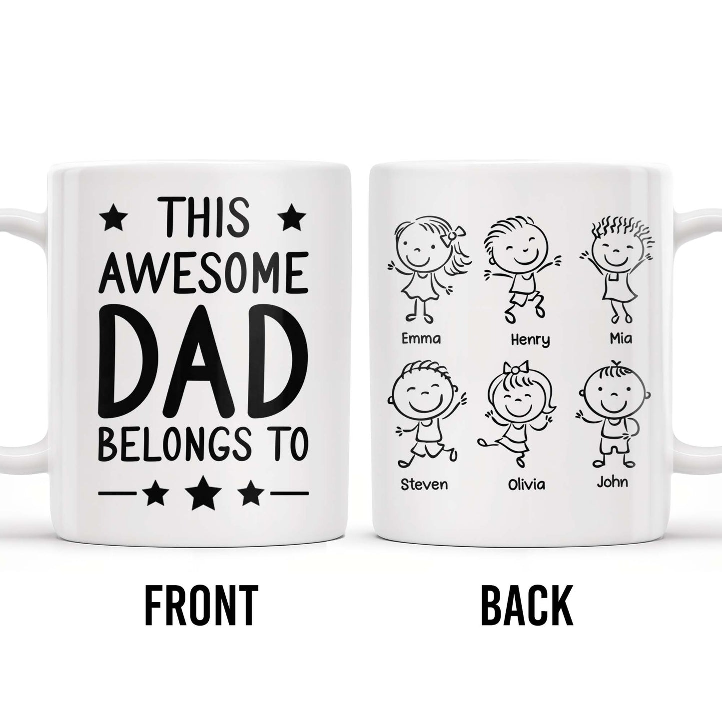 Create A Unique Family Mug With Custom Names And Cartoon Children - Personalized Custom Coffee Mug - DAD030_MG