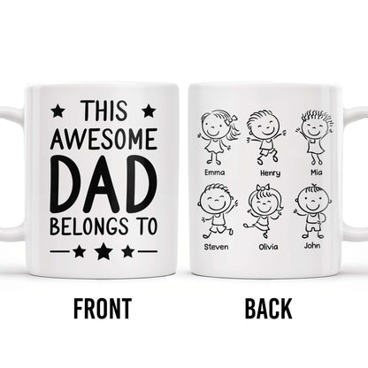 Create A Unique Family Mug With Custom Names And Cartoon Children - Personalized Custom Coffee Mug - DAD030_MG