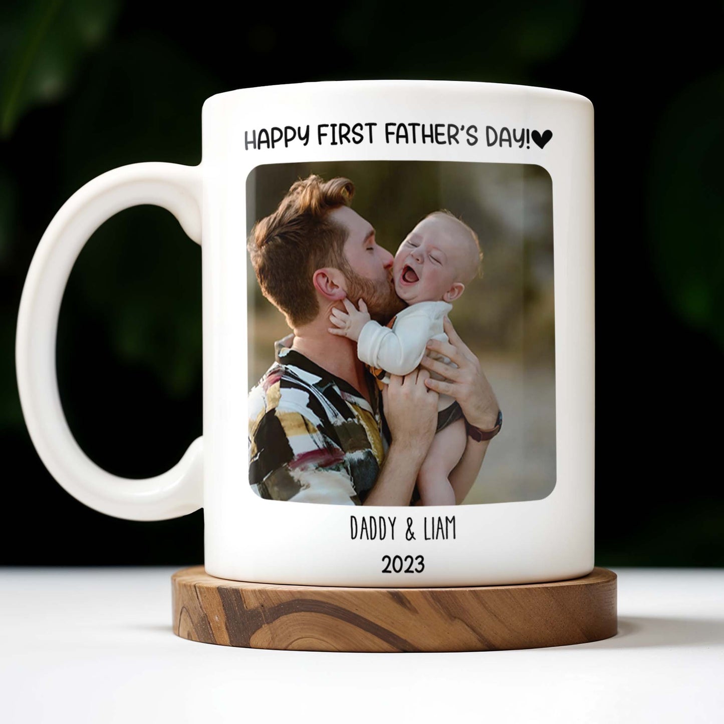 Dear Daddy, We've been together for just a little while, Photo and Heart - Personalized Custom Coffee Mug - DAD043_MG