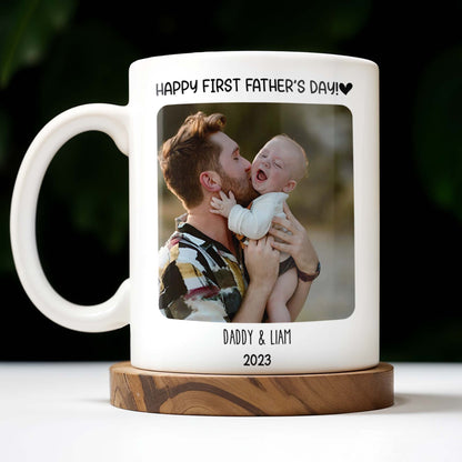 Dear Daddy, We've been together for just a little while, Photo and Heart - Personalized Custom Coffee Mug - DAD043_MG
