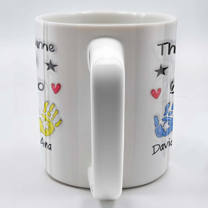 This Awesome Dad Belongs To, Hands, Heart and Star - Personalized Custom Coffee Mug - DAD047_MG
