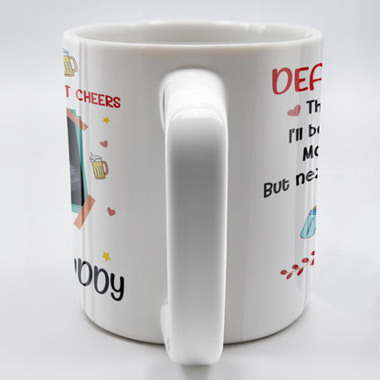 Dear Daddy, This Father's Day I'll Be Snuggled Up, Ultrasound Image, Beer, Heart - Personalized Custom Coffee Mug - DAD051_MG