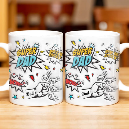 Super Dad Special Edition Comic Style and Stars - Personalized Custom Coffee Mug - DAD055_MG