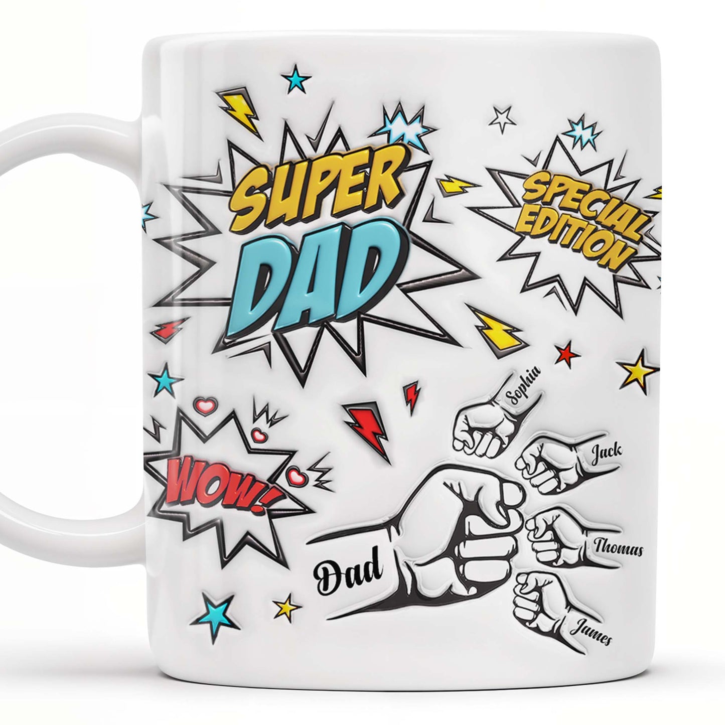 Super Dad Special Edition Comic Style and Stars - Personalized Custom Coffee Mug - DAD055_MG