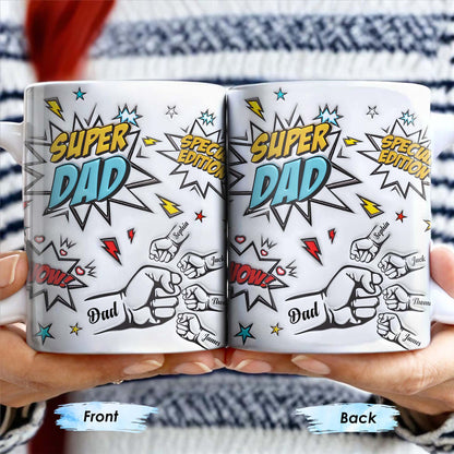 Super Dad Special Edition Comic Style and Stars - Personalized Custom Coffee Mug - DAD055_MG
