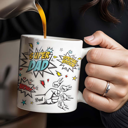 Super Dad Special Edition Comic Style and Stars - Personalized Custom Coffee Mug - DAD055_MG