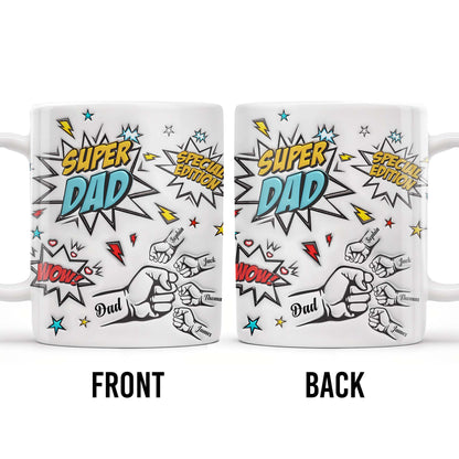 Super Dad Special Edition Comic Style and Stars - Personalized Custom Coffee Mug - DAD055_MG