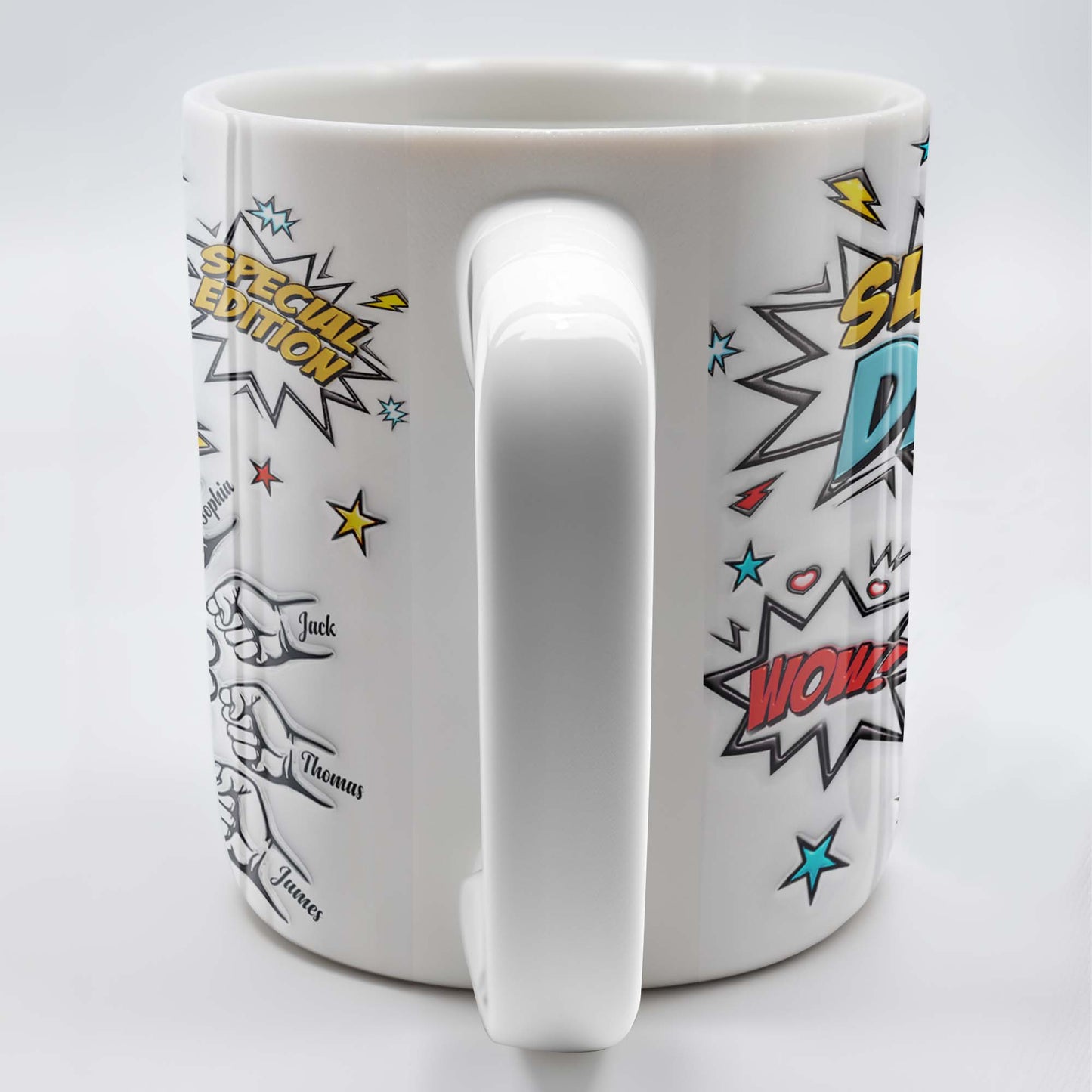 Super Dad Special Edition Comic Style and Stars - Personalized Custom Coffee Mug - DAD055_MG