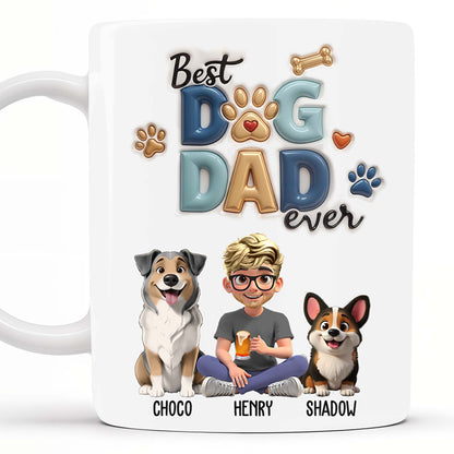 Best Dog Dad Ever, Dogs, Paws, And Beer Mug - Personalized Custom Coffee Mug - DAD056_MG