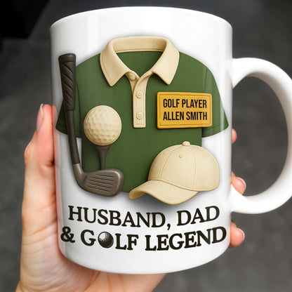 Husband, Dad & Golf Legend, Golf Club and Ball - Personalized Custom Coffee Mug - DAD064_MG